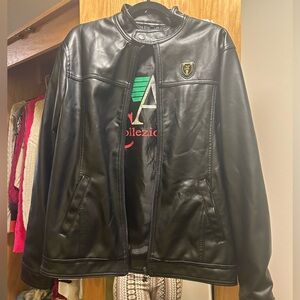 Armani collezioni black leather jacket genuine italian leather size large men’s